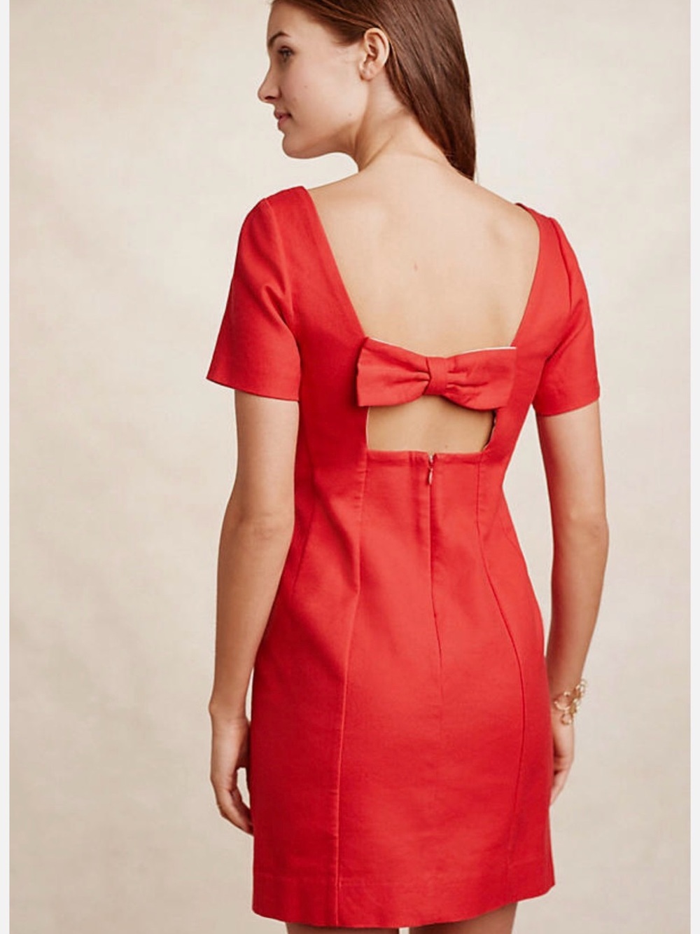 Anthropologie Maeve Alexia Red Bow Dress